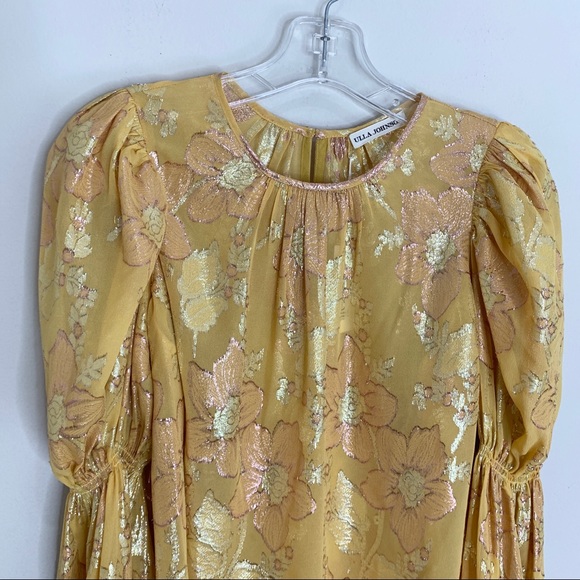 NEW Ulla Johnson Aster Blouse *Citrine* Floral Metallic Silk Blend Sz 0 - Picture 8 of 15